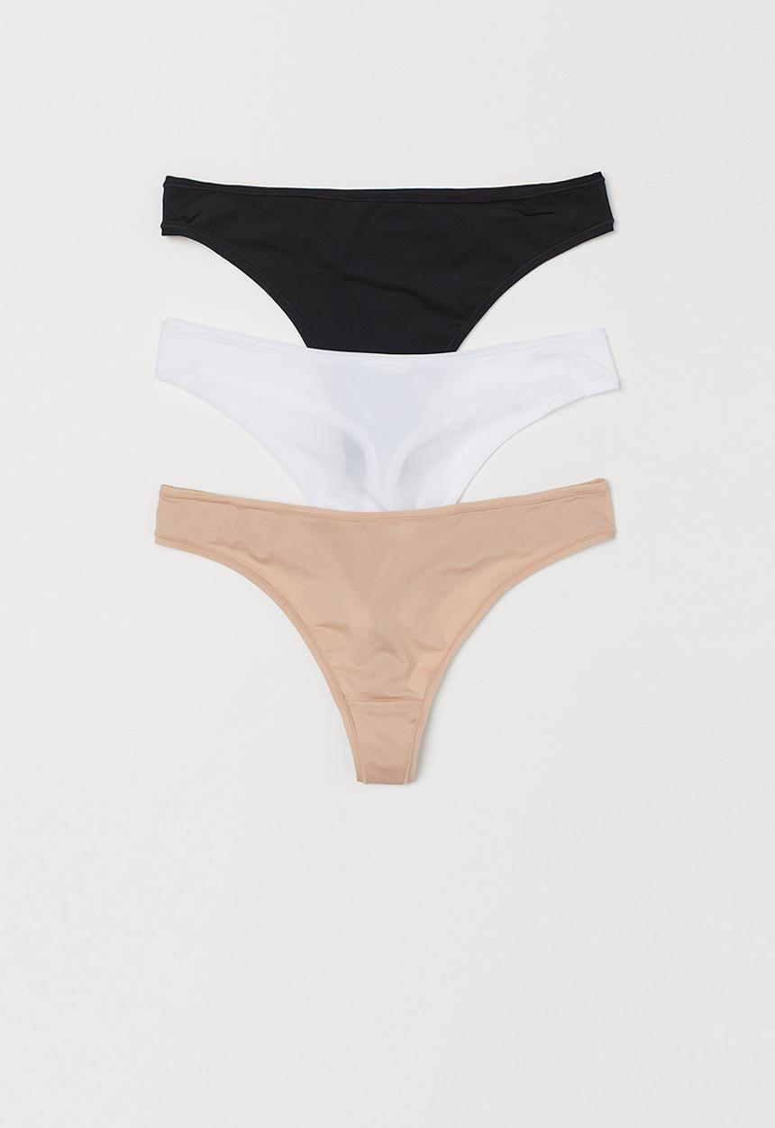 H&M - 3-Pack microfibre thong briefs - multi