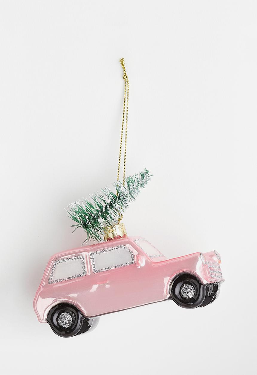 H&M - Glass christmas tree decoration - light pink car 