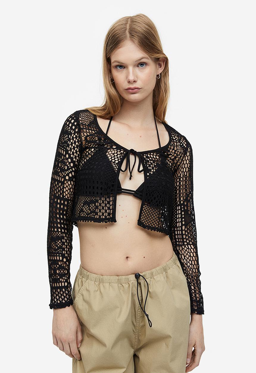 H&M - Tie-front cardigan - black