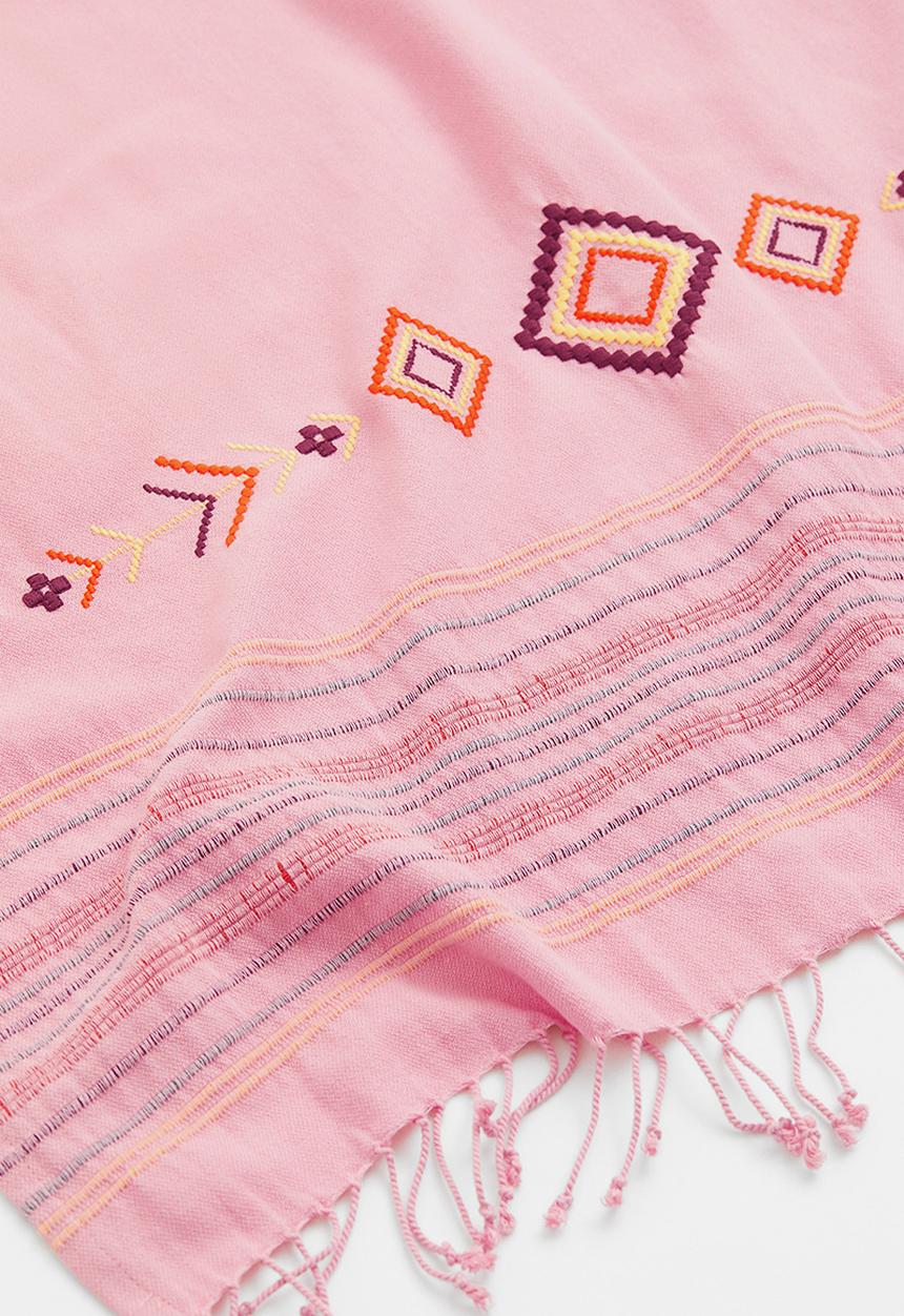 H&M - Embroidered cotton beach towel - old rose