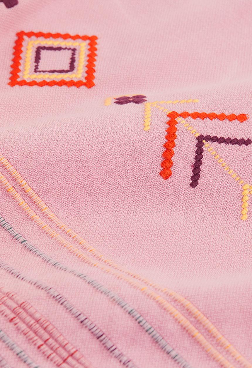 H&M - Embroidered cotton beach towel - old rose