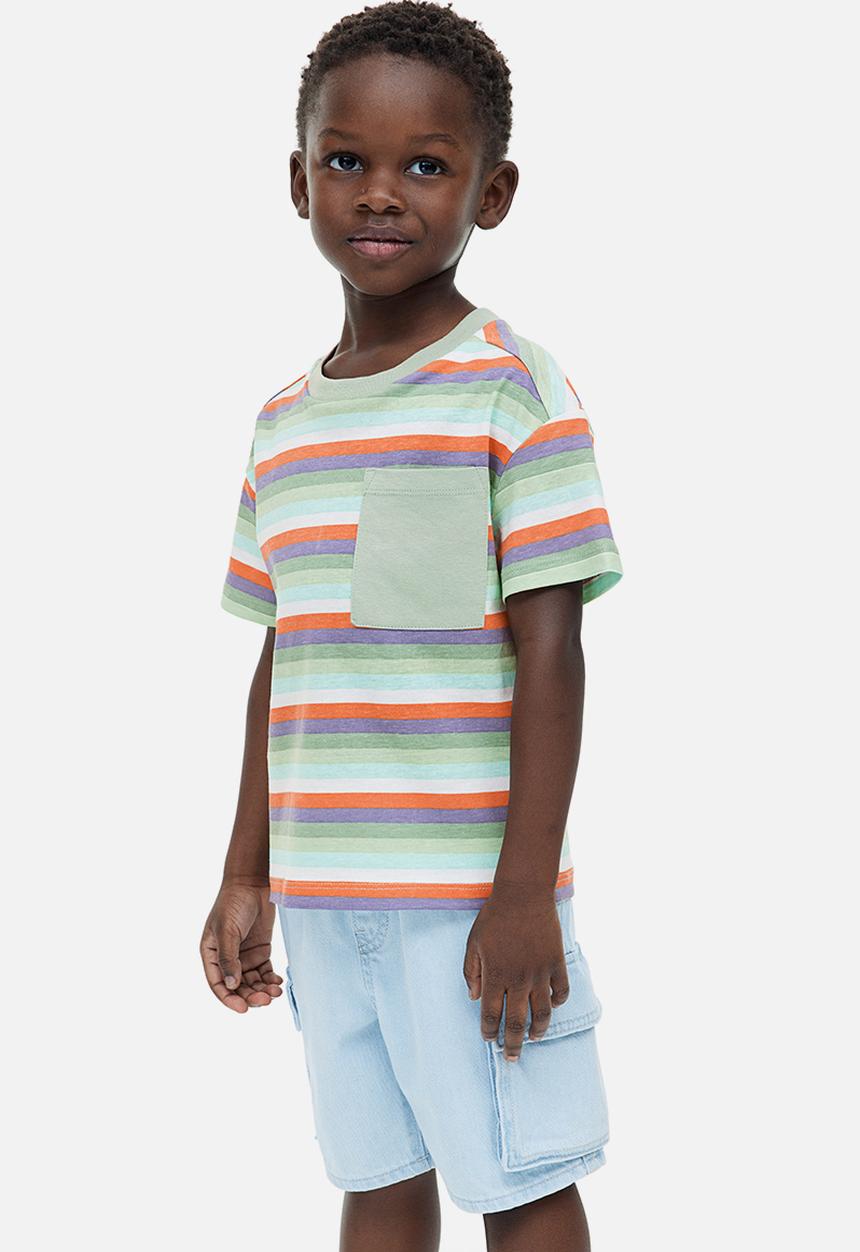 H&M - 2-pack t-shirts -  light grey marl striped