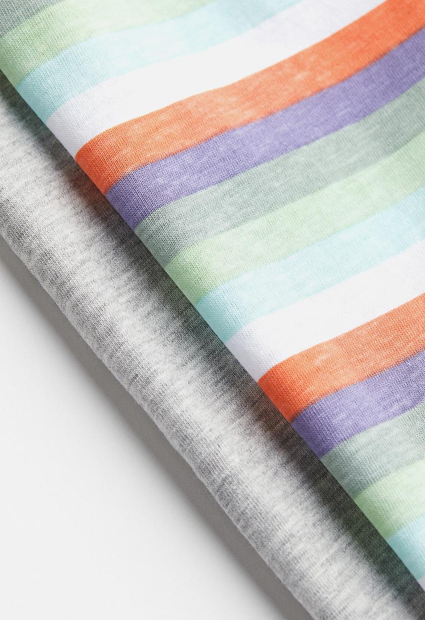 H&M - 2-pack t-shirts -  light grey marl striped