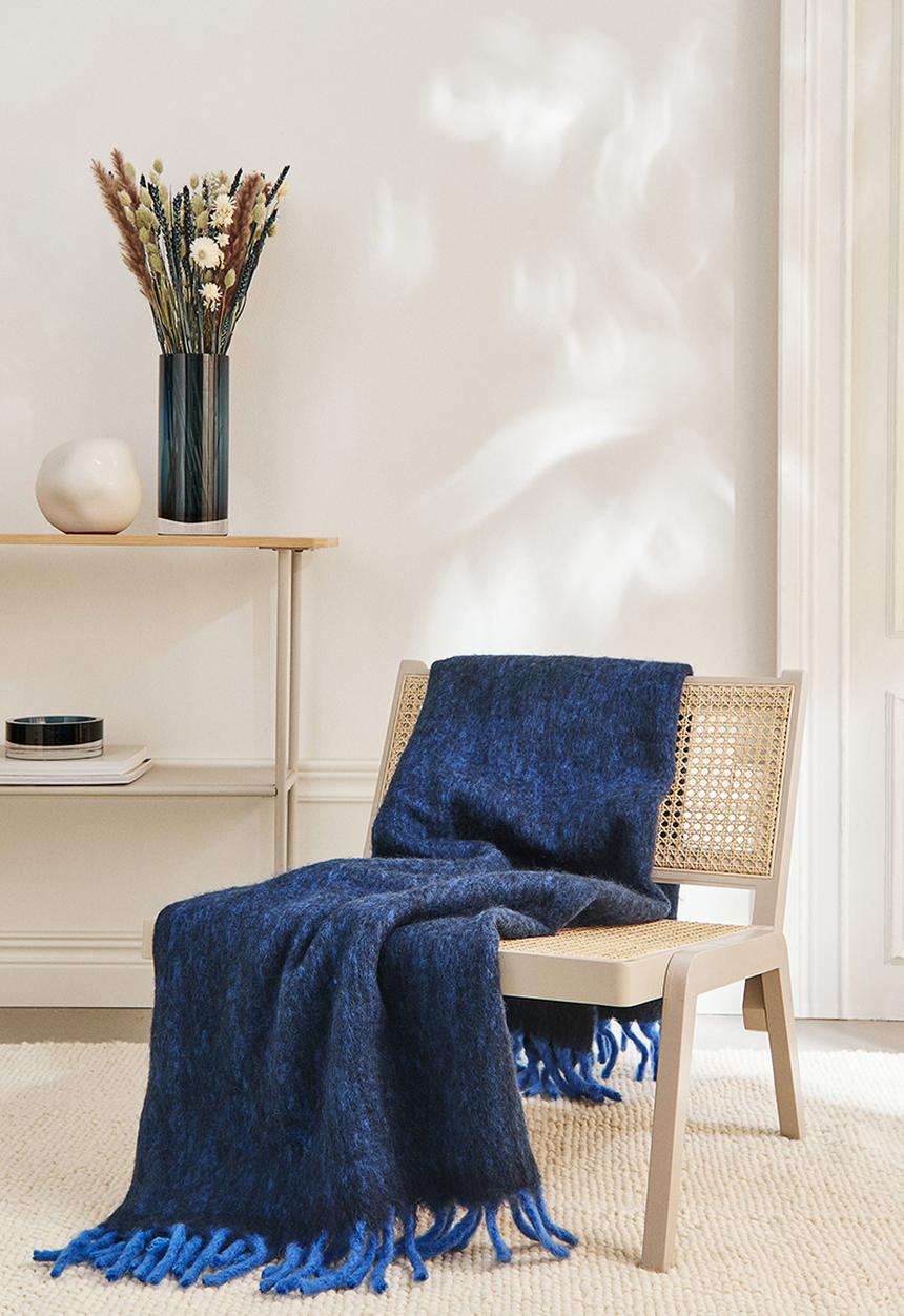 H&M - Wool-blend blanket - dark blue 