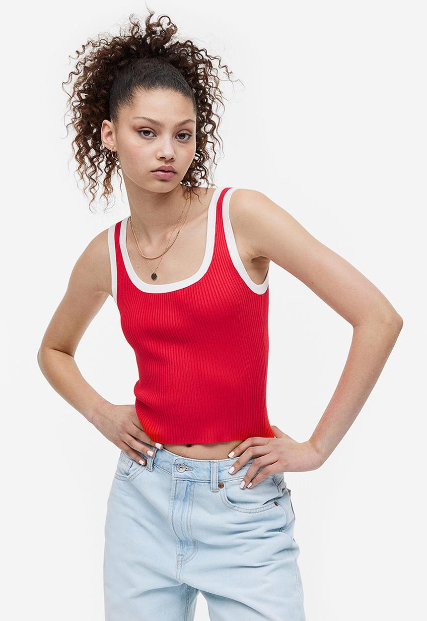 H&M - Rib-knit vest top - bright red