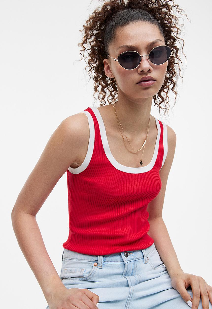 H&M - Rib-knit vest top - bright red