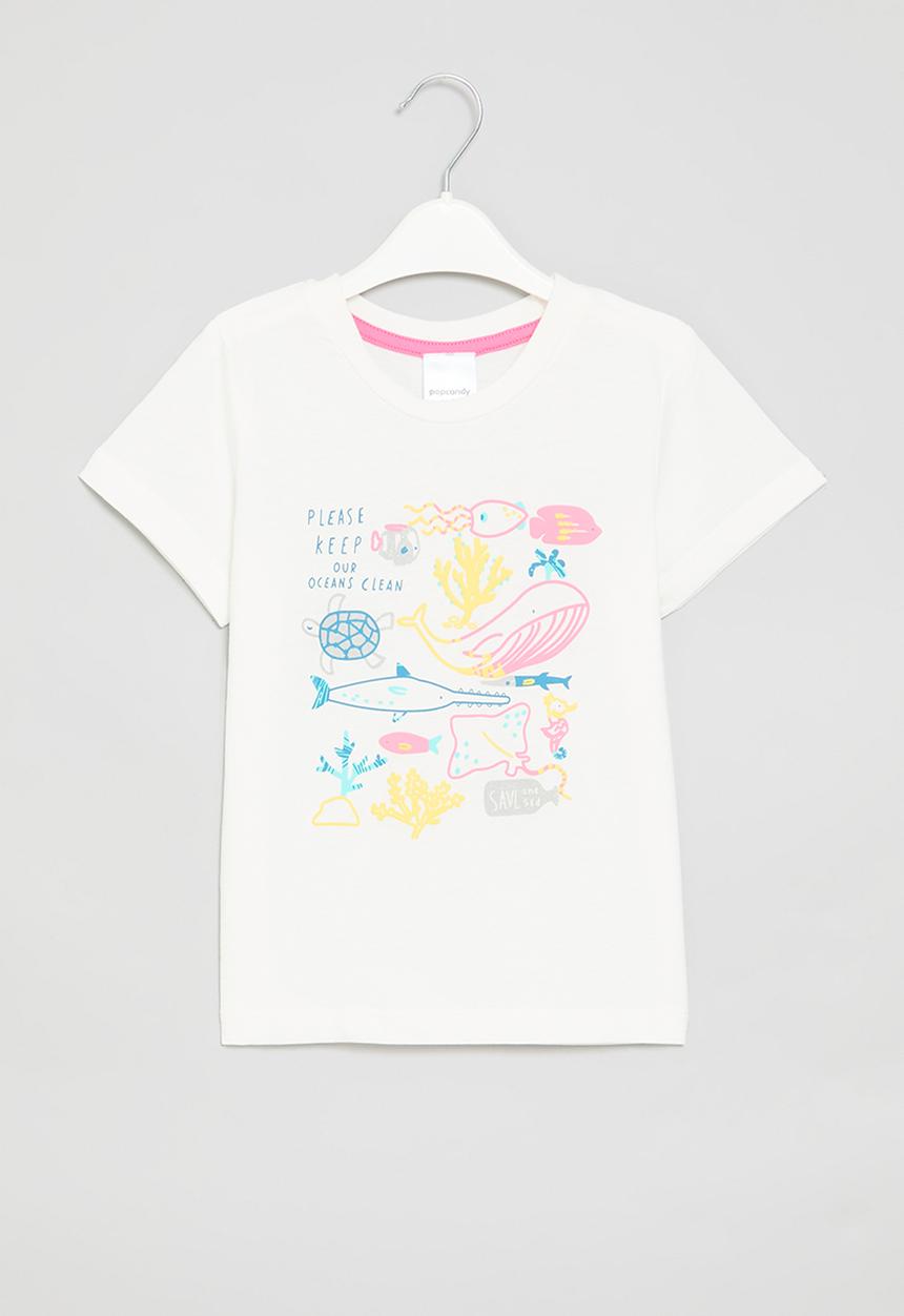 Pop Candy - Printed tee - pink & white