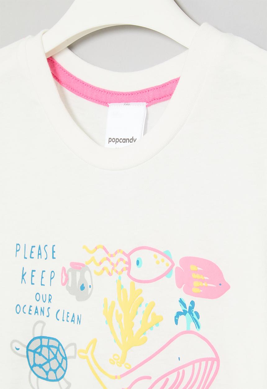 Pop Candy - Printed tee - pink & white