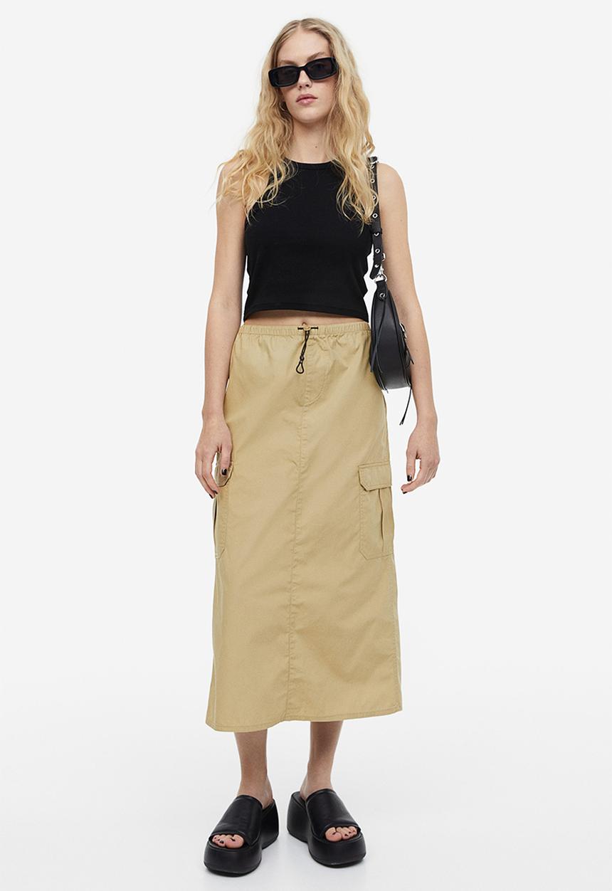 H&M - Parachute cotton skirt - beige