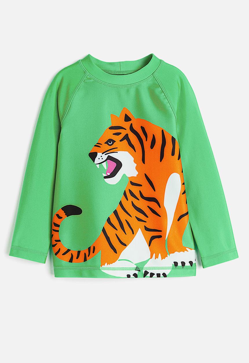 H&M - Upf 50 swim top - bright green tiger