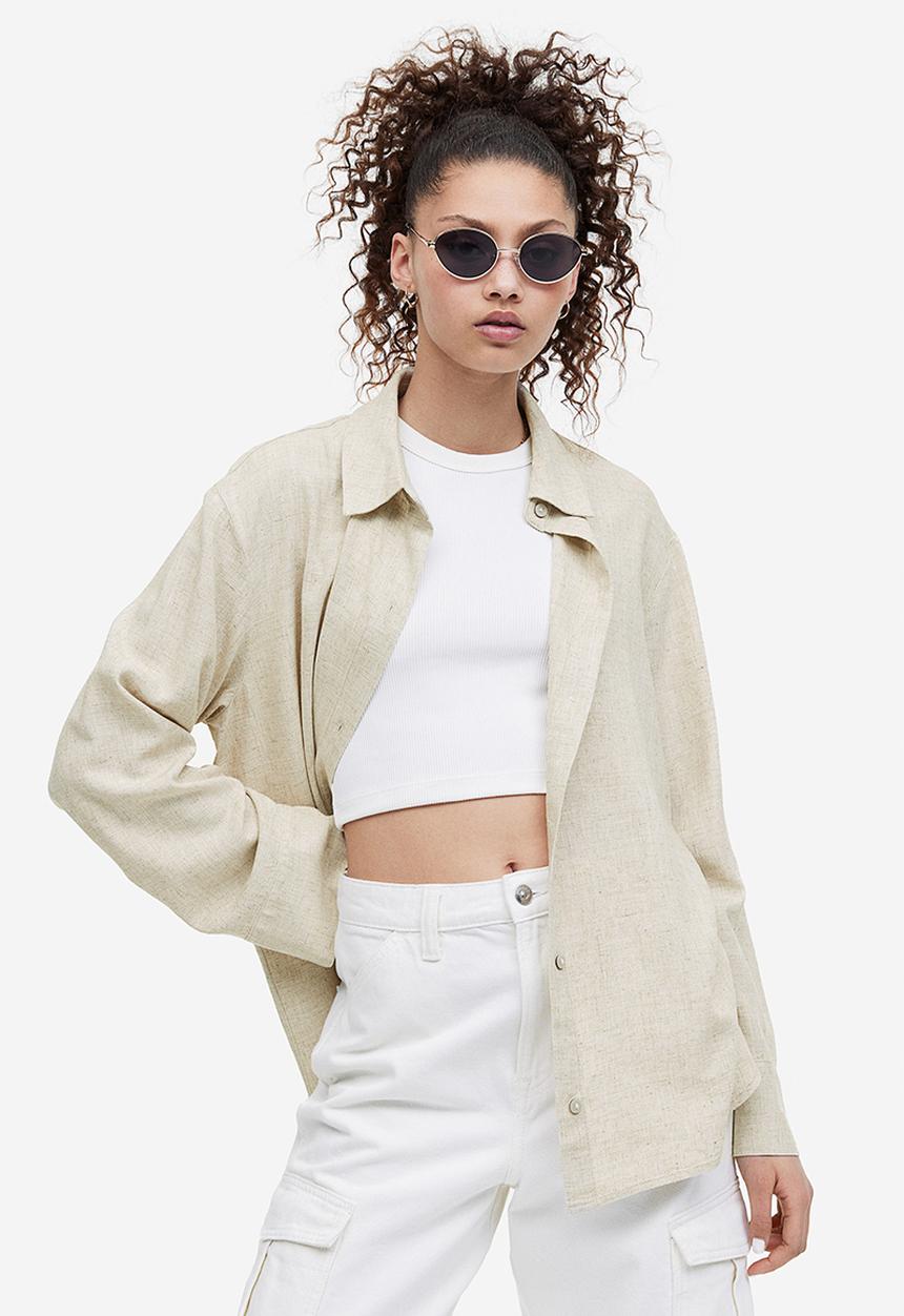 H&M - Linen-blend shirt - beige