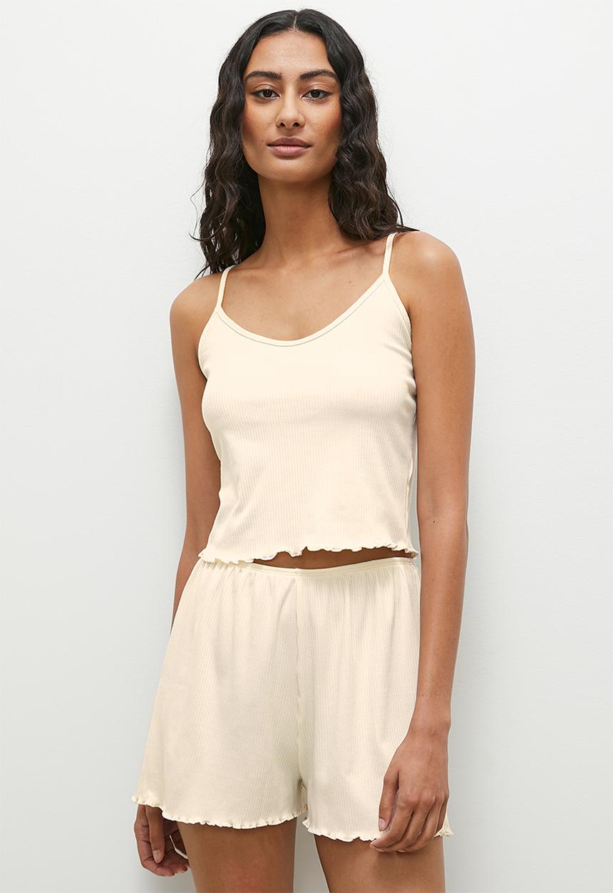 Superbalist - Rib knit cami set - light beige