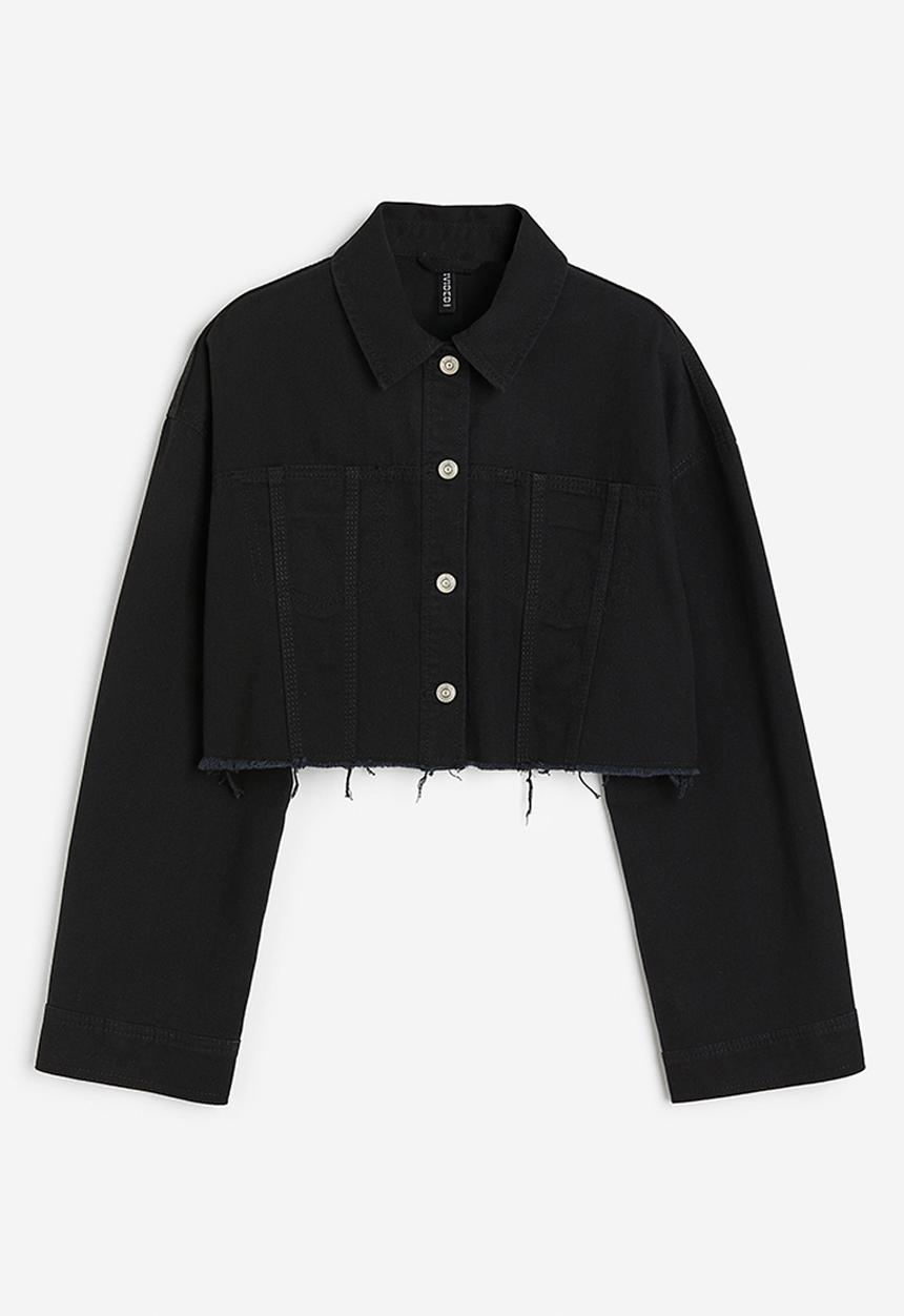 H&M - Cropped twill jacket - black