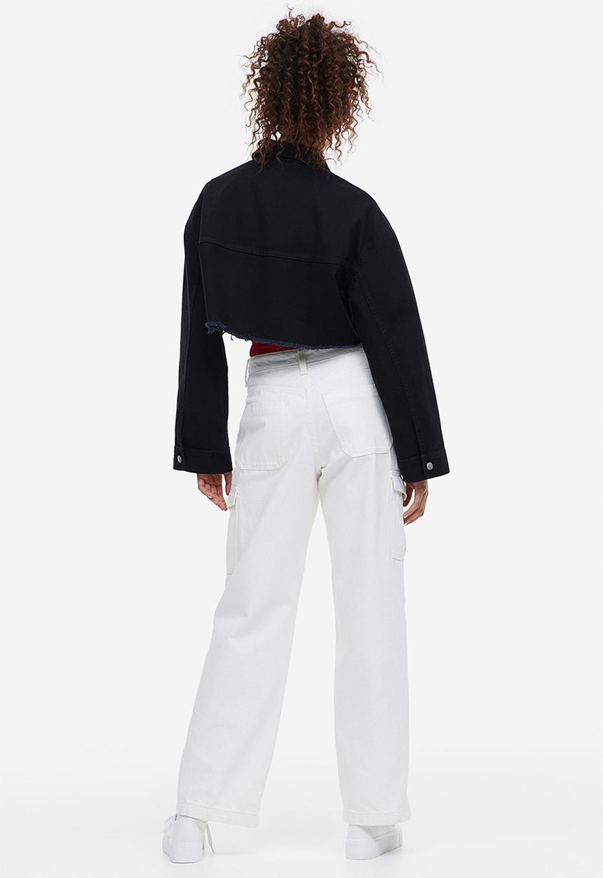 H&M - Cropped twill jacket - black