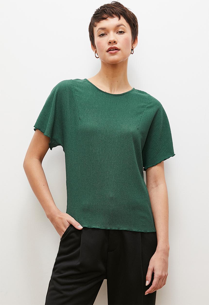 edit - Textured drape top - green