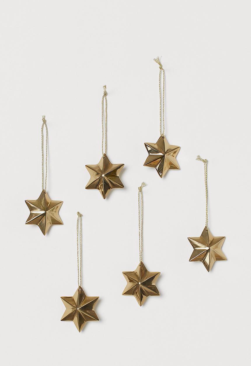H&M - 6-pack christmas decorations - gold-coloured
