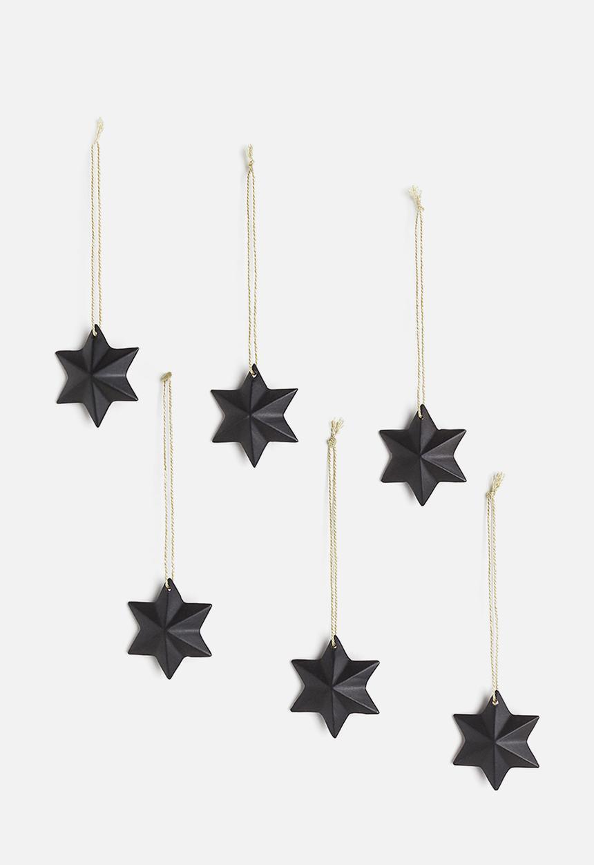 H&M - 6 pack christmas decorations - black stars