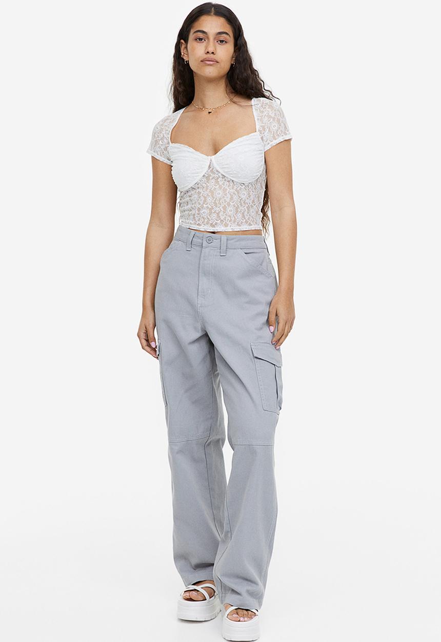 H&M - Gathered bustier top - white