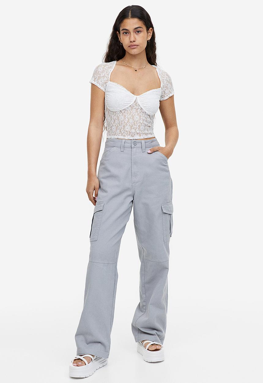H&M - Gathered bustier top - white