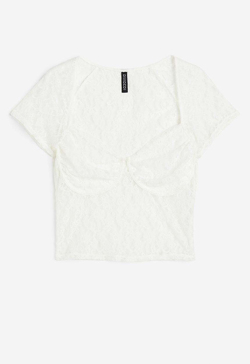 H&M - Gathered bustier top - white