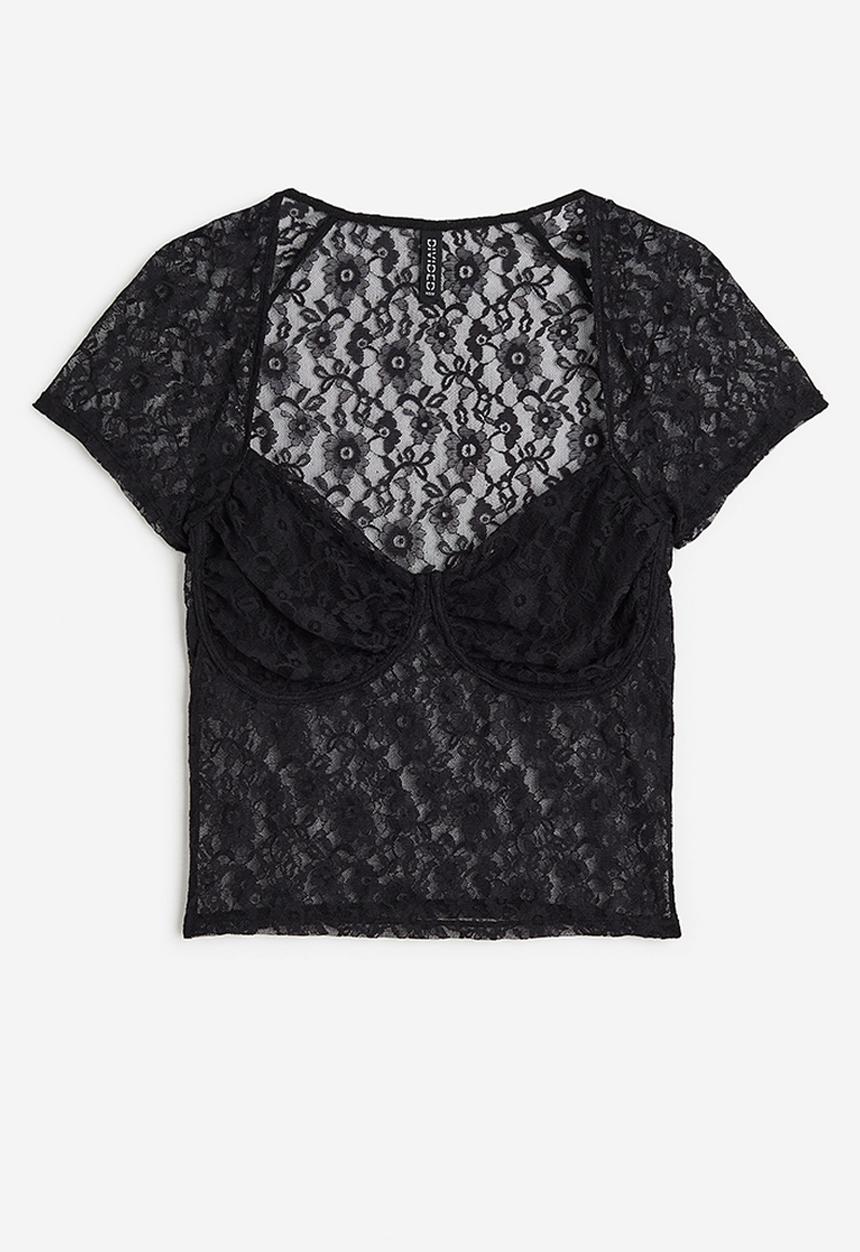 H&M - Gathered bustier top - black