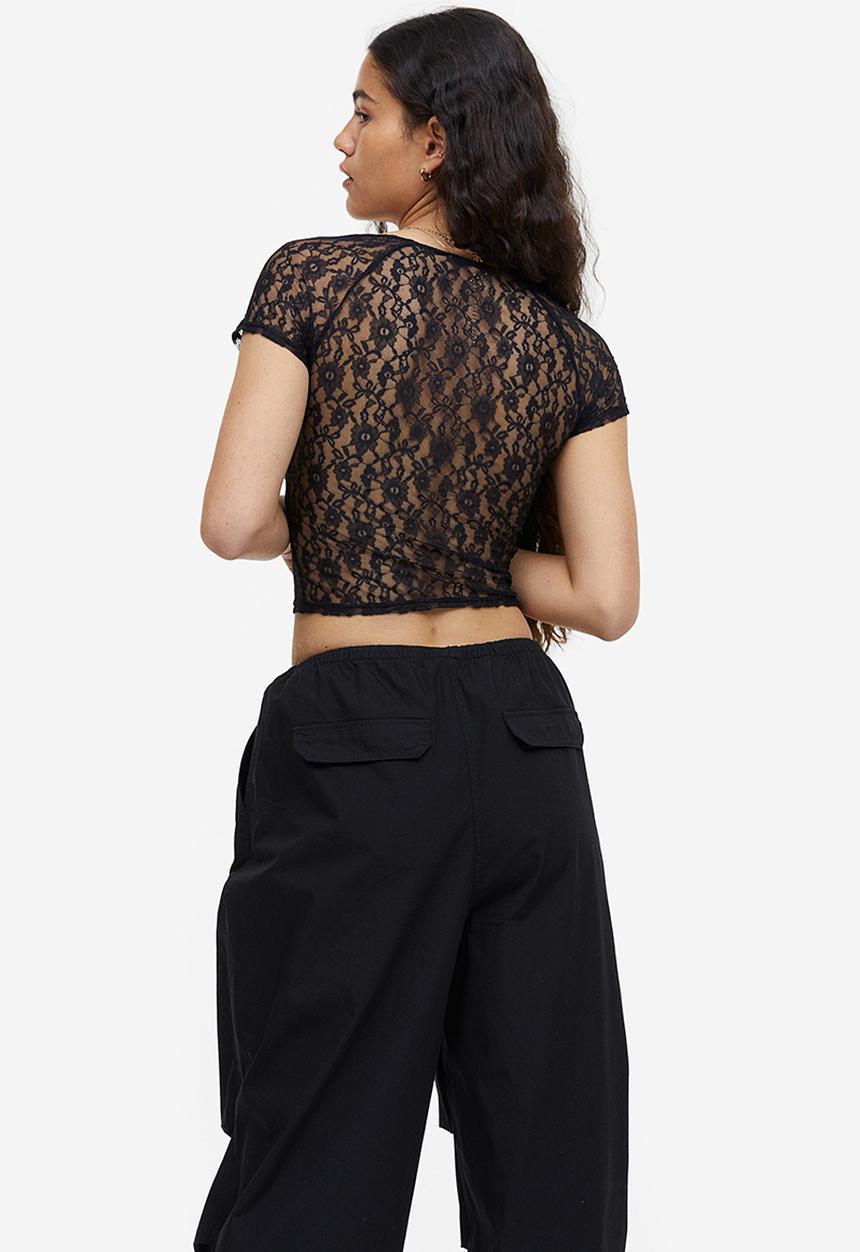 H&M - Gathered bustier top - black