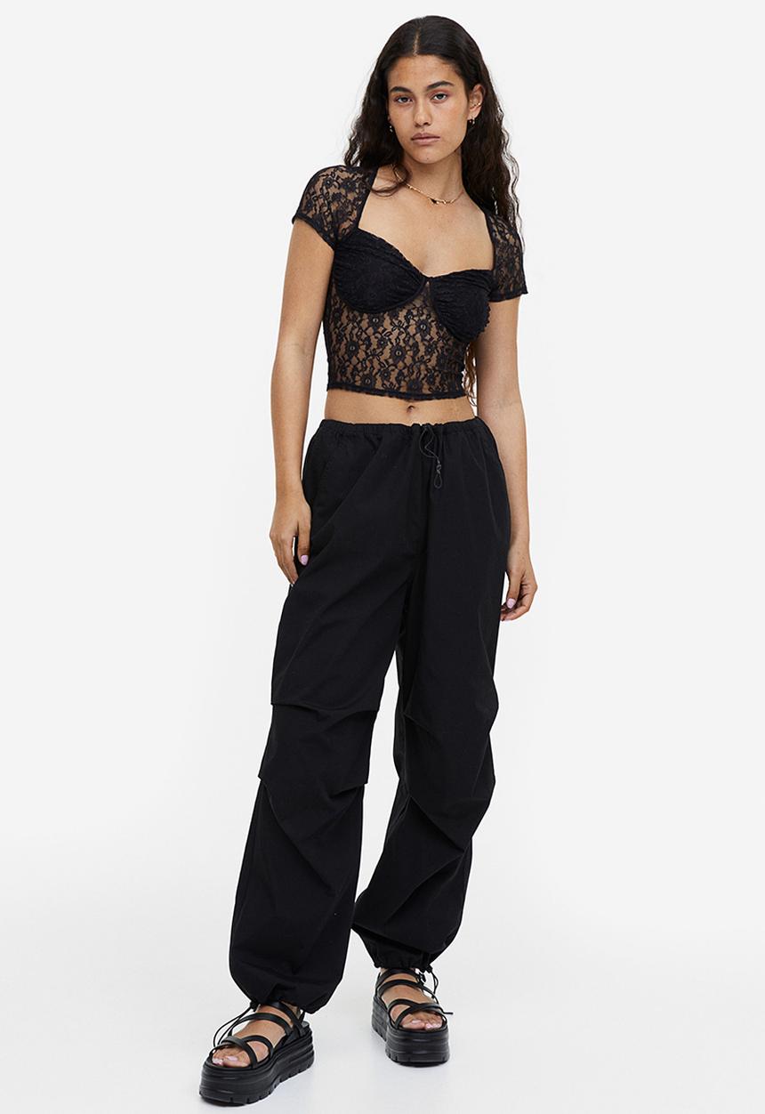 H&M - Gathered bustier top - black