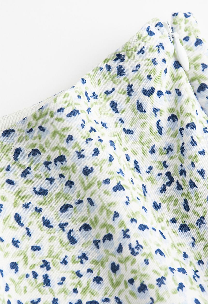 H&M - Patterned a-line skirt - green & blue floral