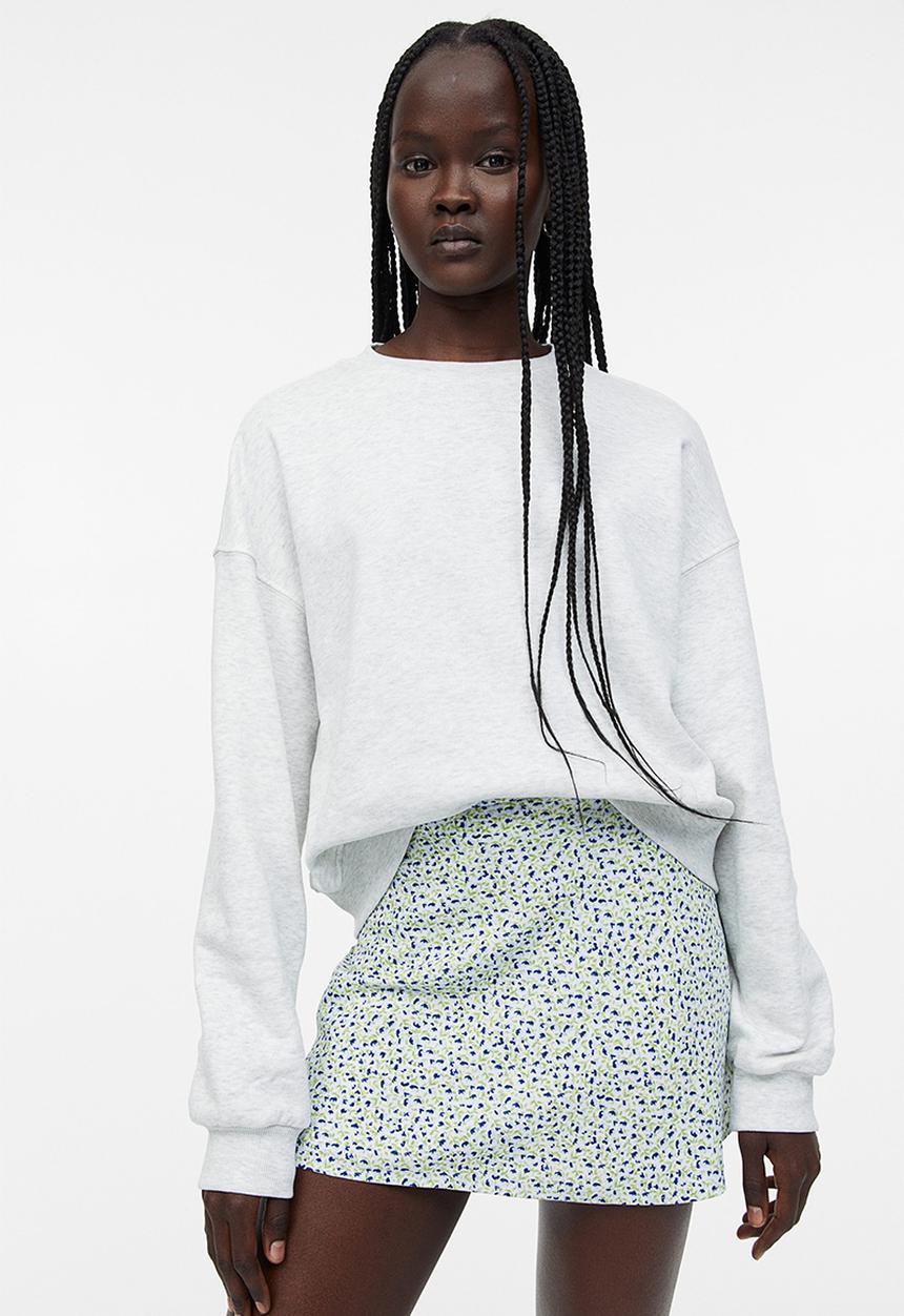 H&M - Patterned a-line skirt - green & blue floral