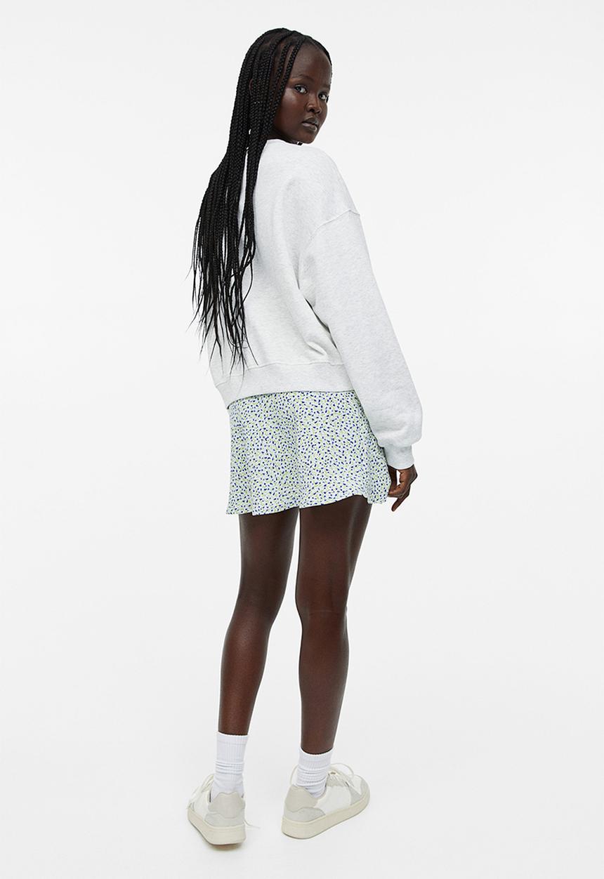 H&M - Patterned a-line skirt - green & blue floral