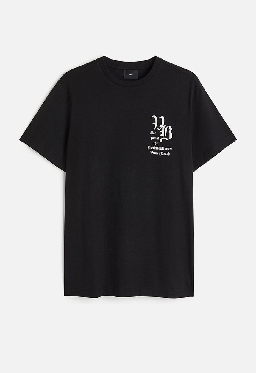 H&M - Regular fit printed t-shirt - black