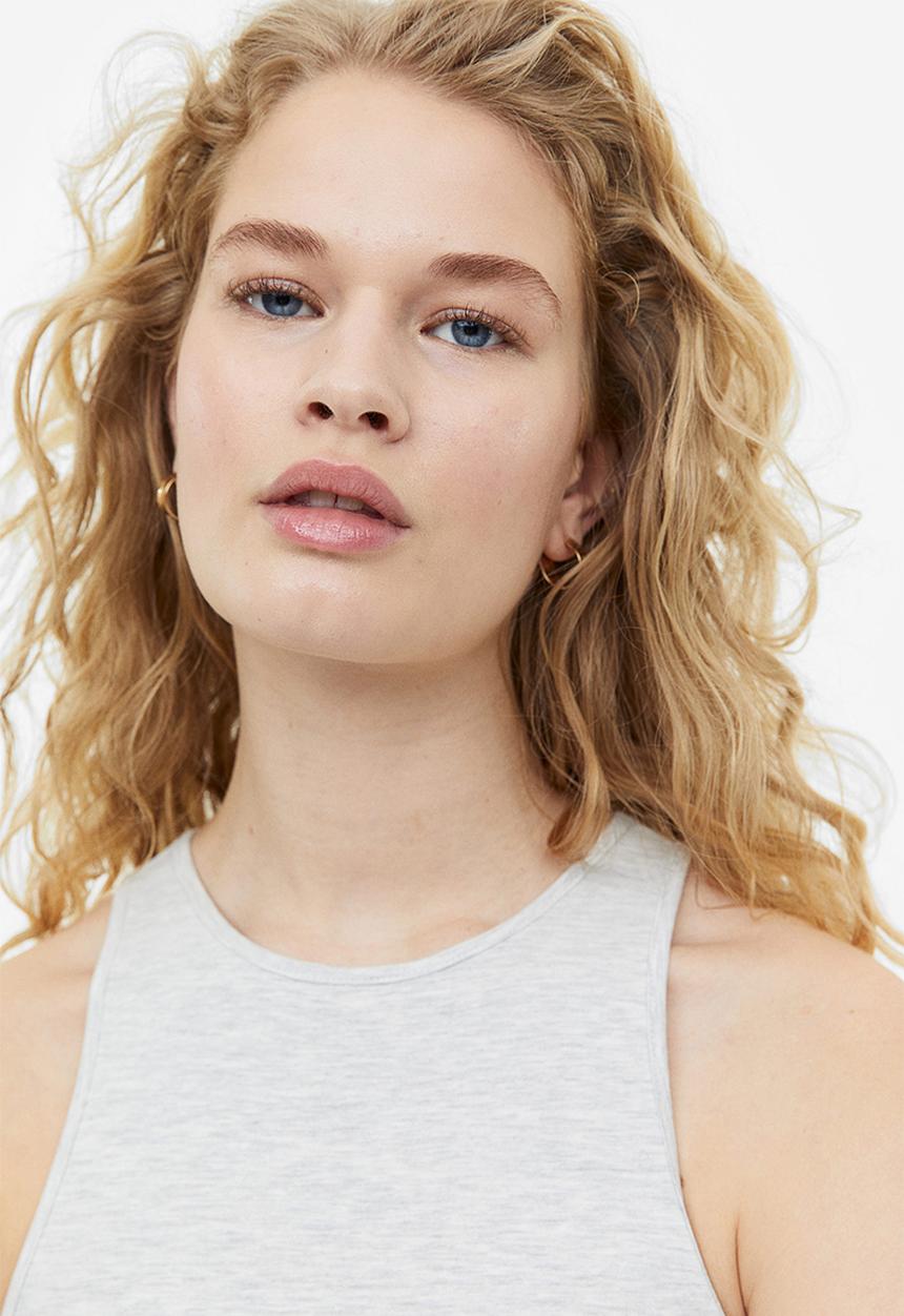 H&M - Cropped vest top - light grey marl