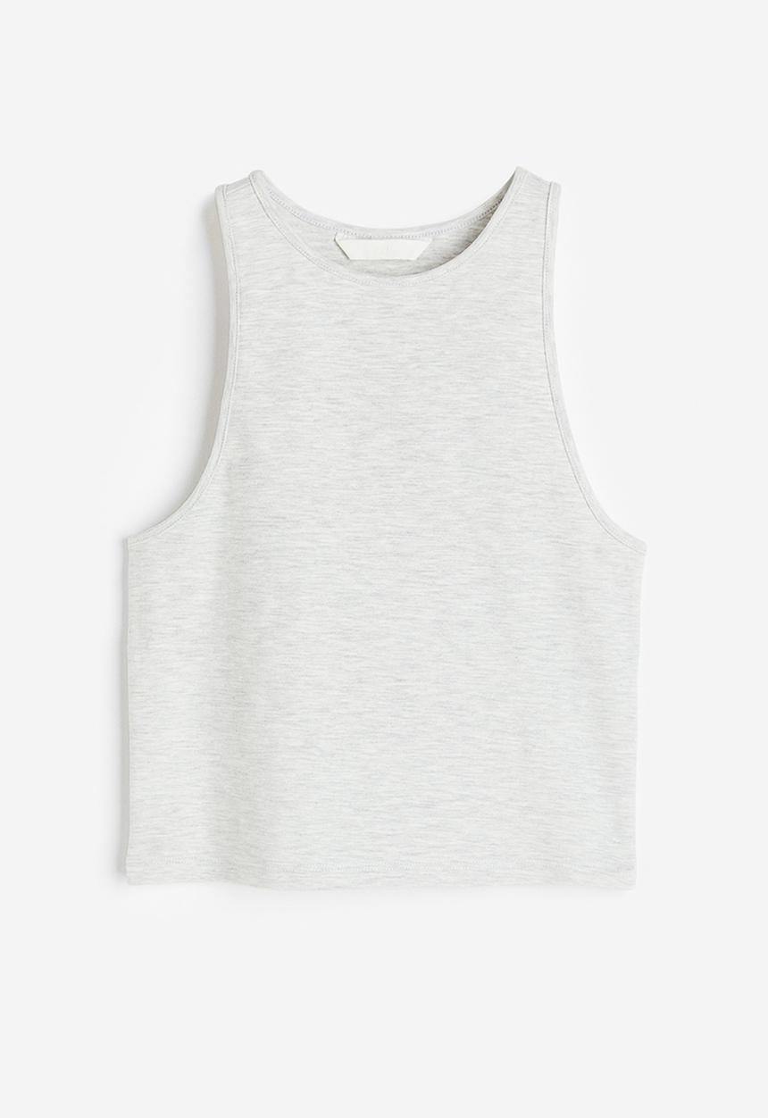 H&M - Cropped vest top - light grey marl