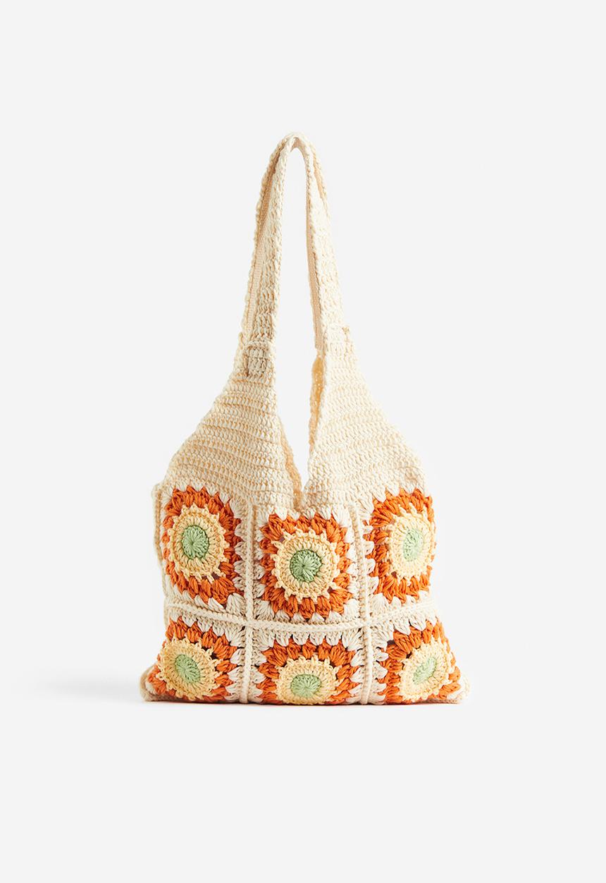 H&M - Crochet-look shopper - cream patterned