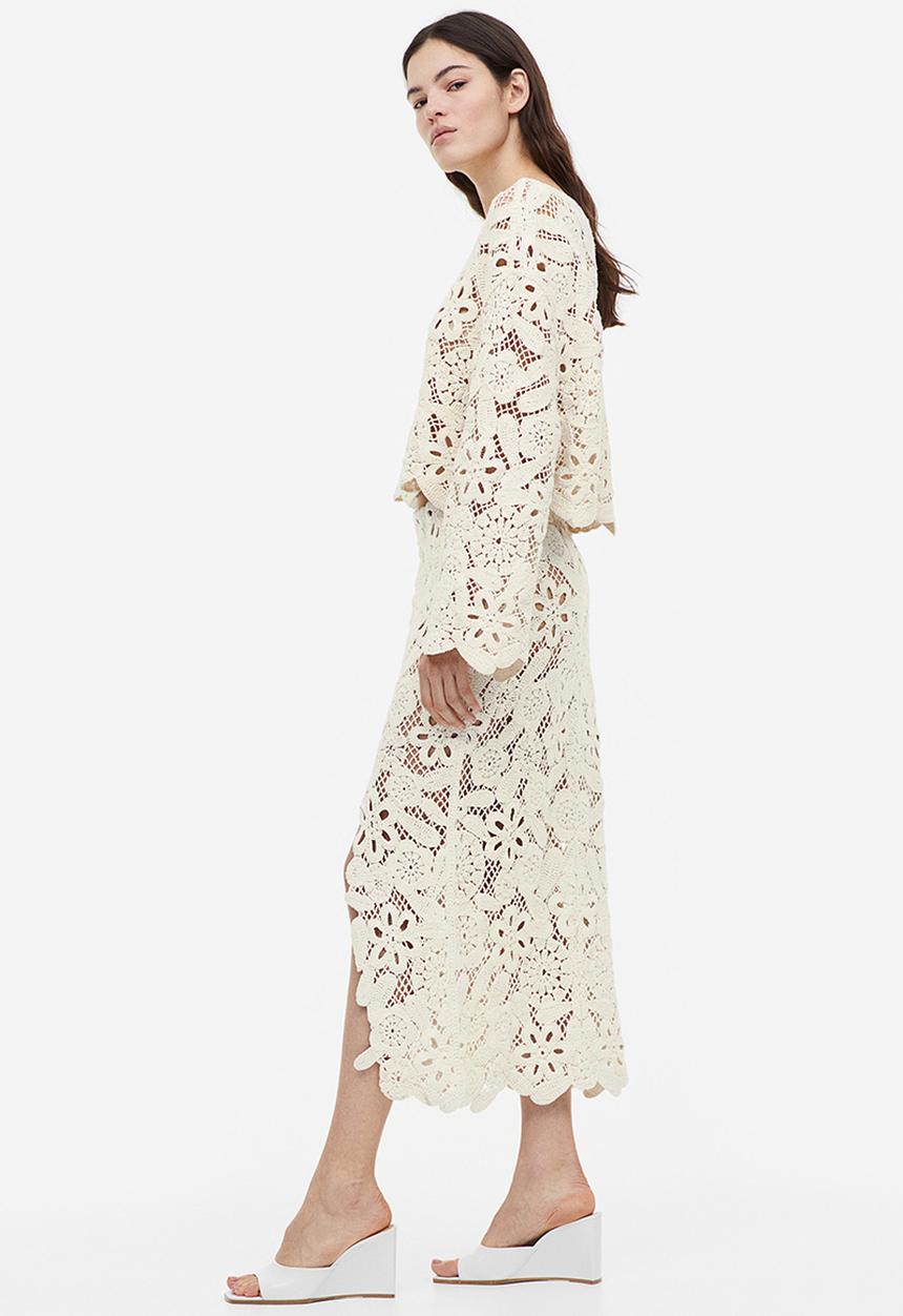 H&M - Crochet-look skirt - cream