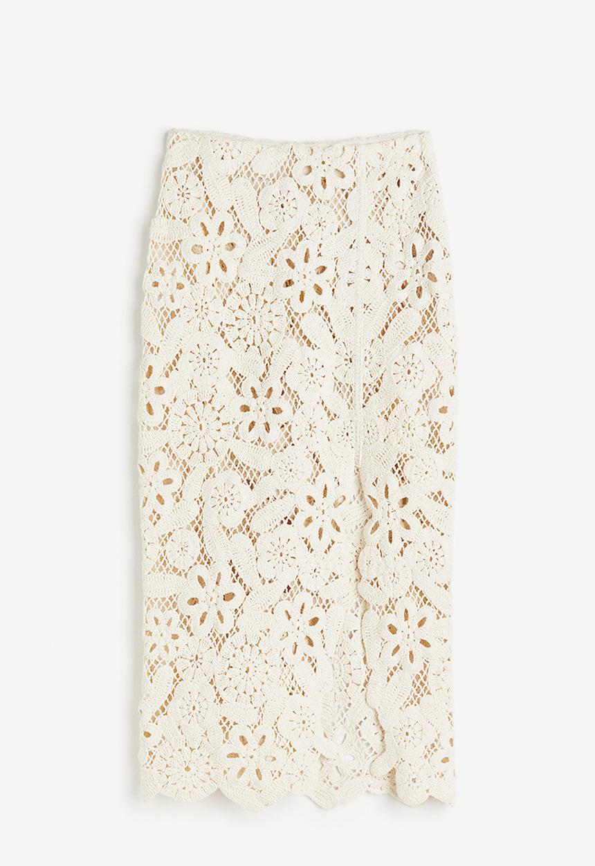 H&M - Crochet-look skirt - cream