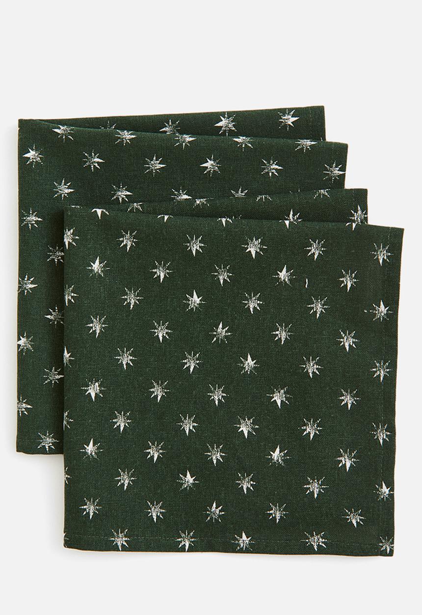 H&M - 2 Pack cotton napkins - green stars