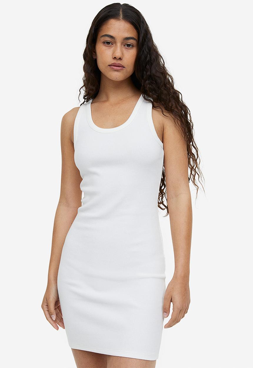 H&M - Ribbed bodycon dress - cream