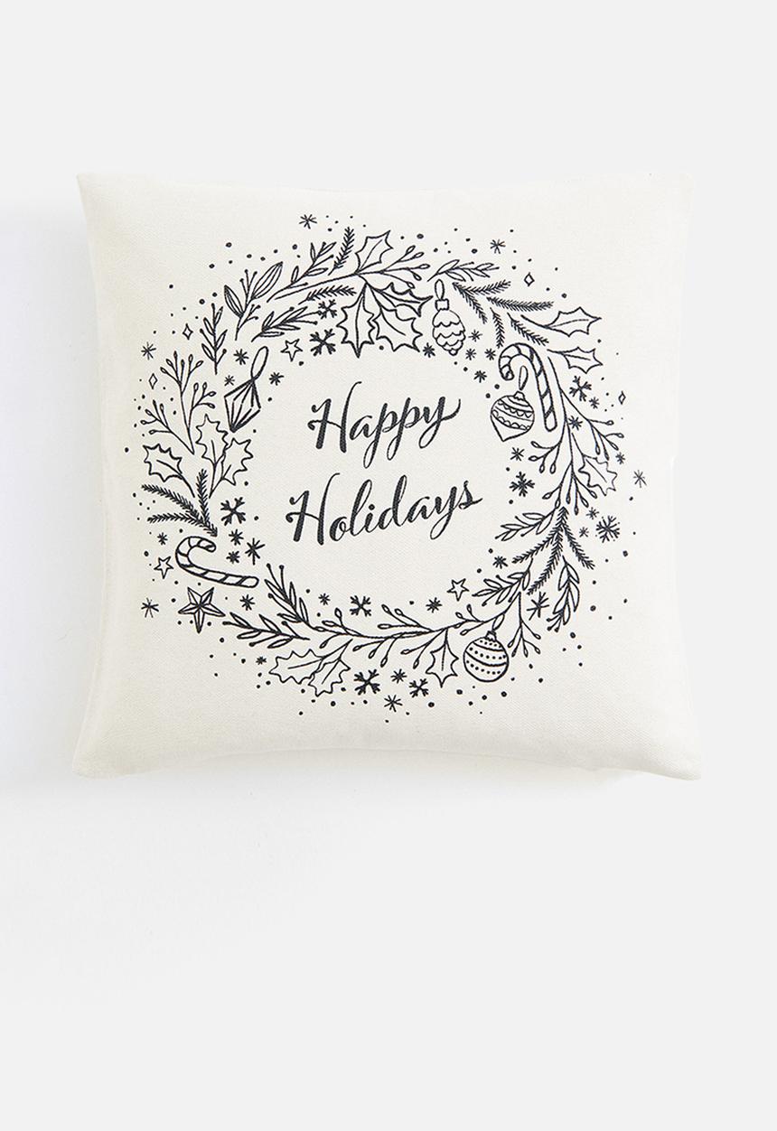 H&M - Printed cushion cover - natural white wreath 