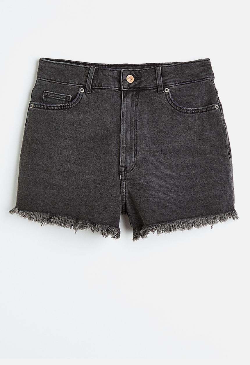 H&M - High-waisted denim shorts - dark grey