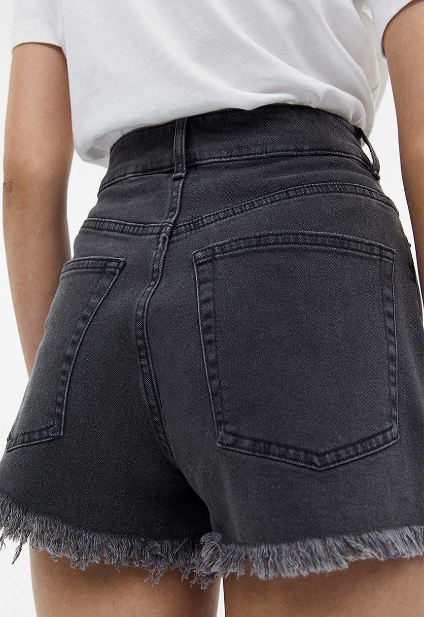 H&M - High-waisted denim shorts - dark grey