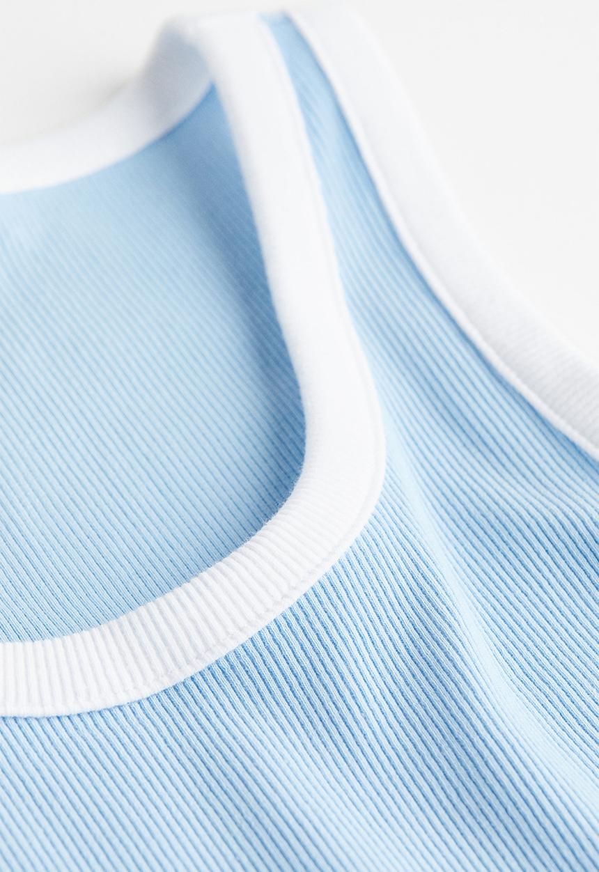 H&M - Ribbed bodycon dress - light blue 