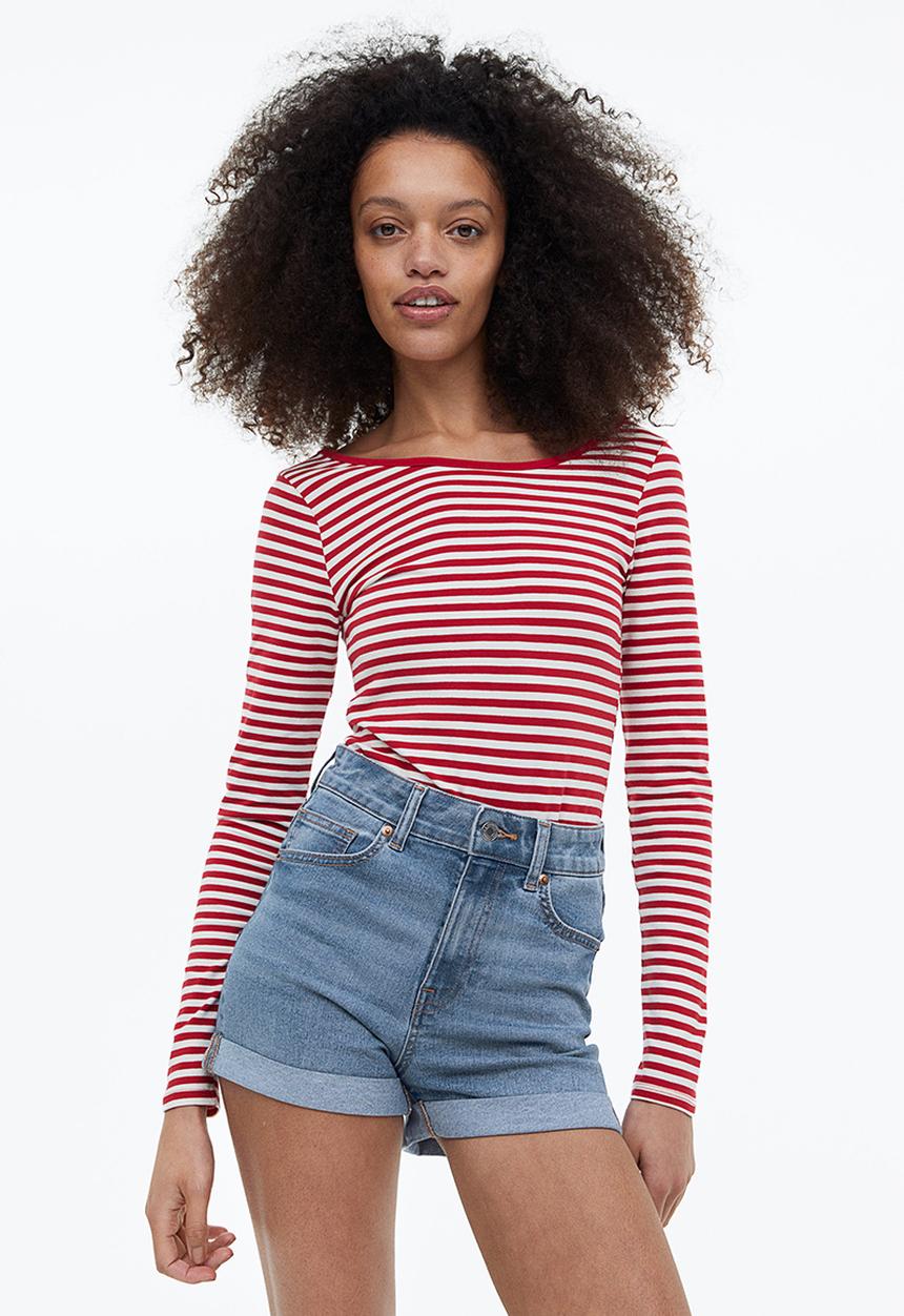 H&M - Slim high denim shorts - denim blue