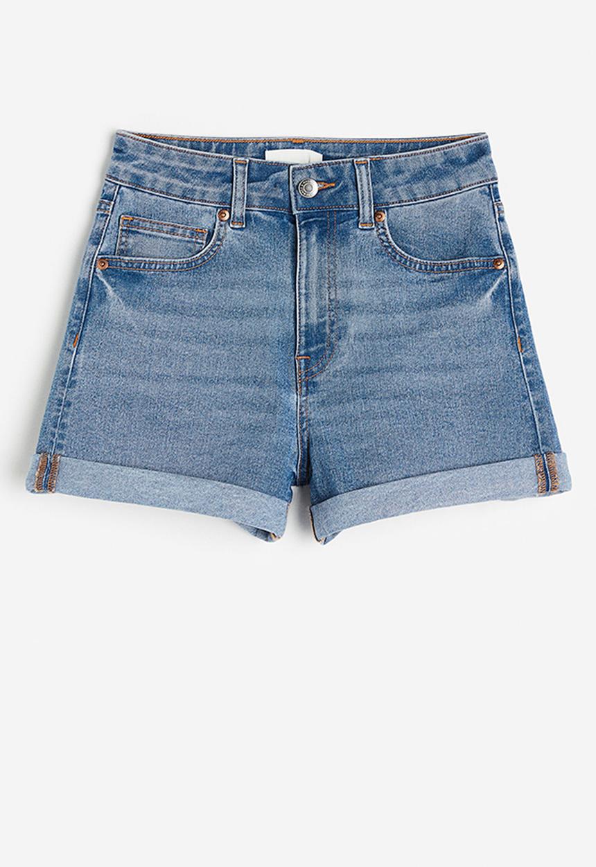 H&M - Slim high denim shorts - denim blue
