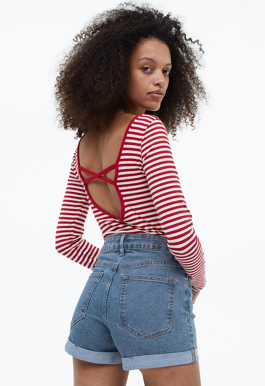 H&M - Slim high denim shorts - denim blue