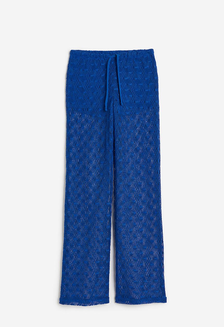 H&M - Crochet-look pull-on trousers - bright blue