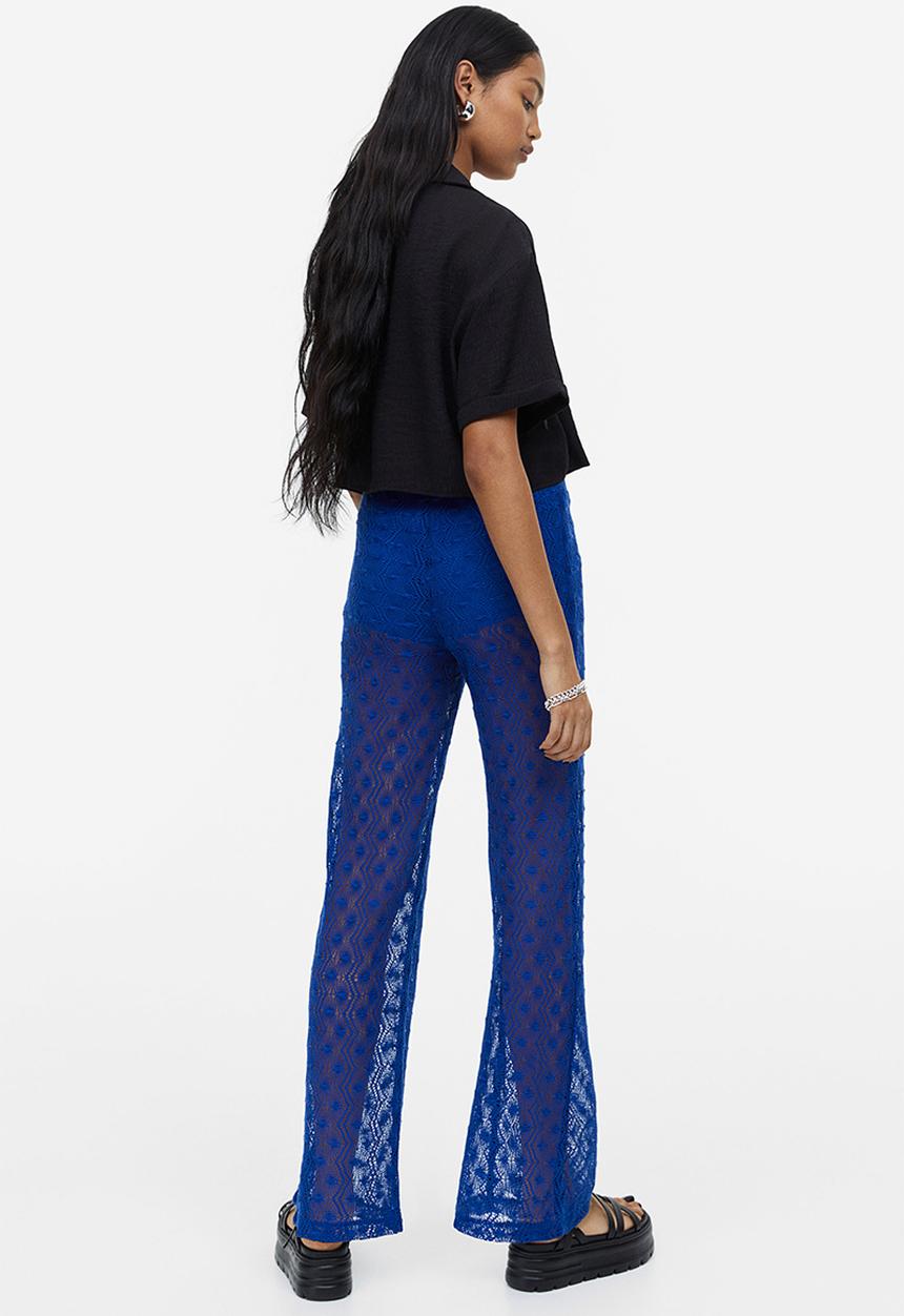 H&M - Crochet-look pull-on trousers - bright blue