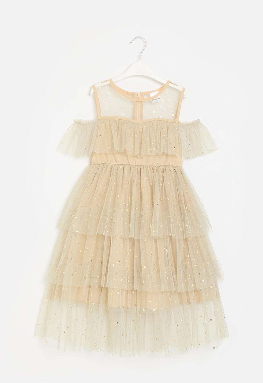 Pop Candy - Polka dot mesh dress - beige