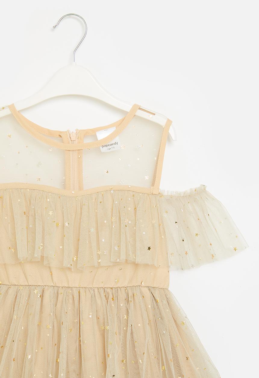 Pop Candy - Polka dot mesh dress - beige