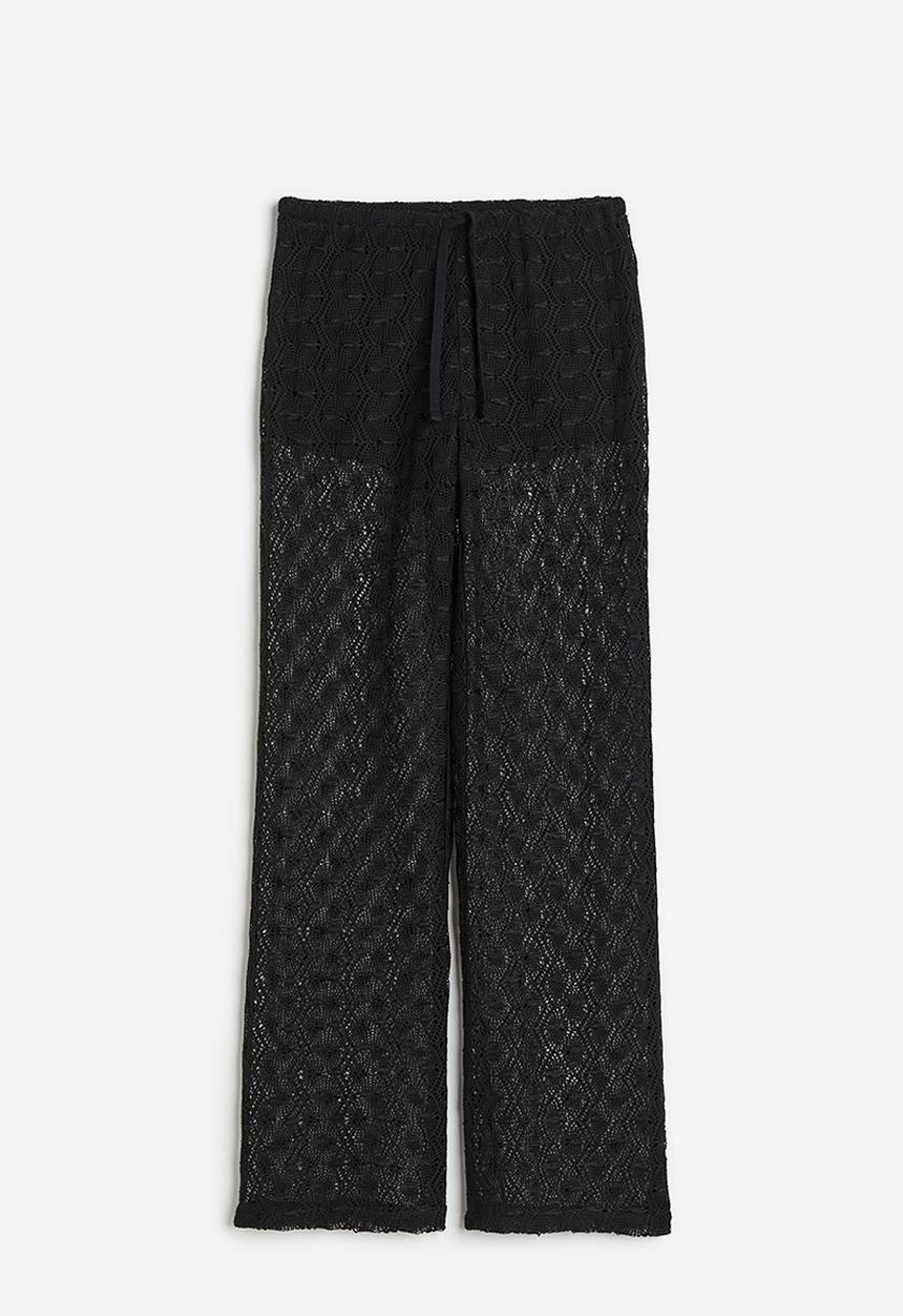 H&M - Crochet-look pull-on trousers - black